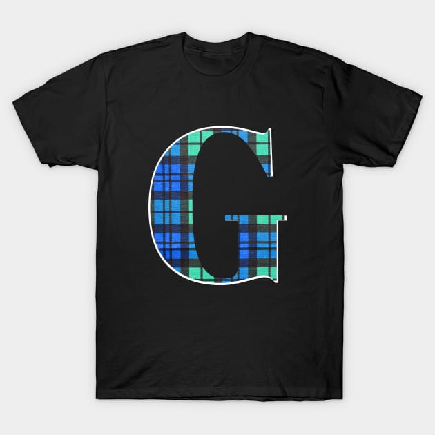 Capital G Tartan Patterned Monogrammed Letter Name T-Shirt by tnts
